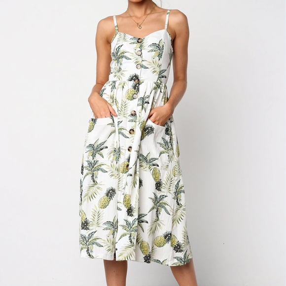 LILY DOE Hawaiian Tropical Pineapple Midi Dress - Picture 2 of 8